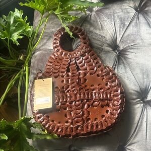 Patricia Nash Chestnut Woven Leather Shoulder/Hand Bag